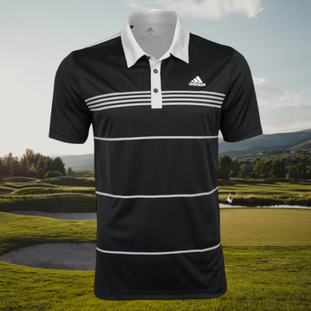 Adidas Climalite Mens Block Stripe Golf Polo Shirt - Picture 8 of 8